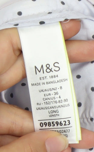 Marks and Spencer Womens White Polka Dot Chino Trousers Size 8