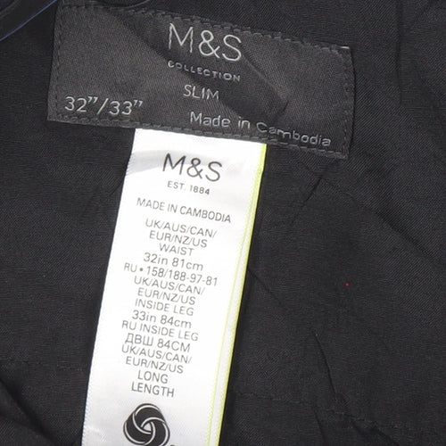 Marks and Spencer Mens Blue Slim Fit Dress Pants 32W 33L Wool Blend