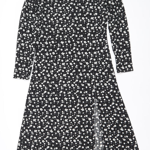 Divided Women’s Black Floral Midi Fit & Flare Dress Size 12