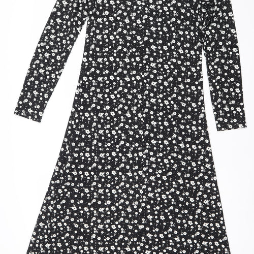 Divided Women’s Black Floral Midi Fit & Flare Dress Size 12