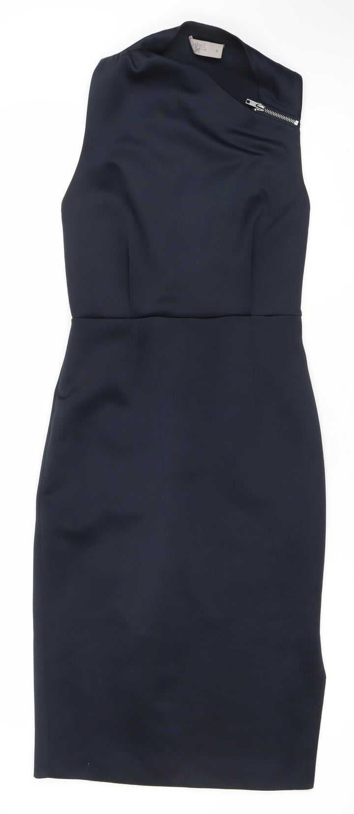 Label Lab Womens Black Size 8 Sheath Sleeveless Asymmetric Dress