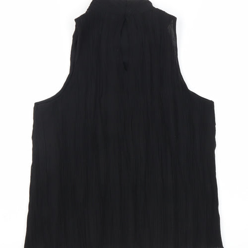 MNG Women’s Black XS Sleeveless High Neck Ruffle Blouse