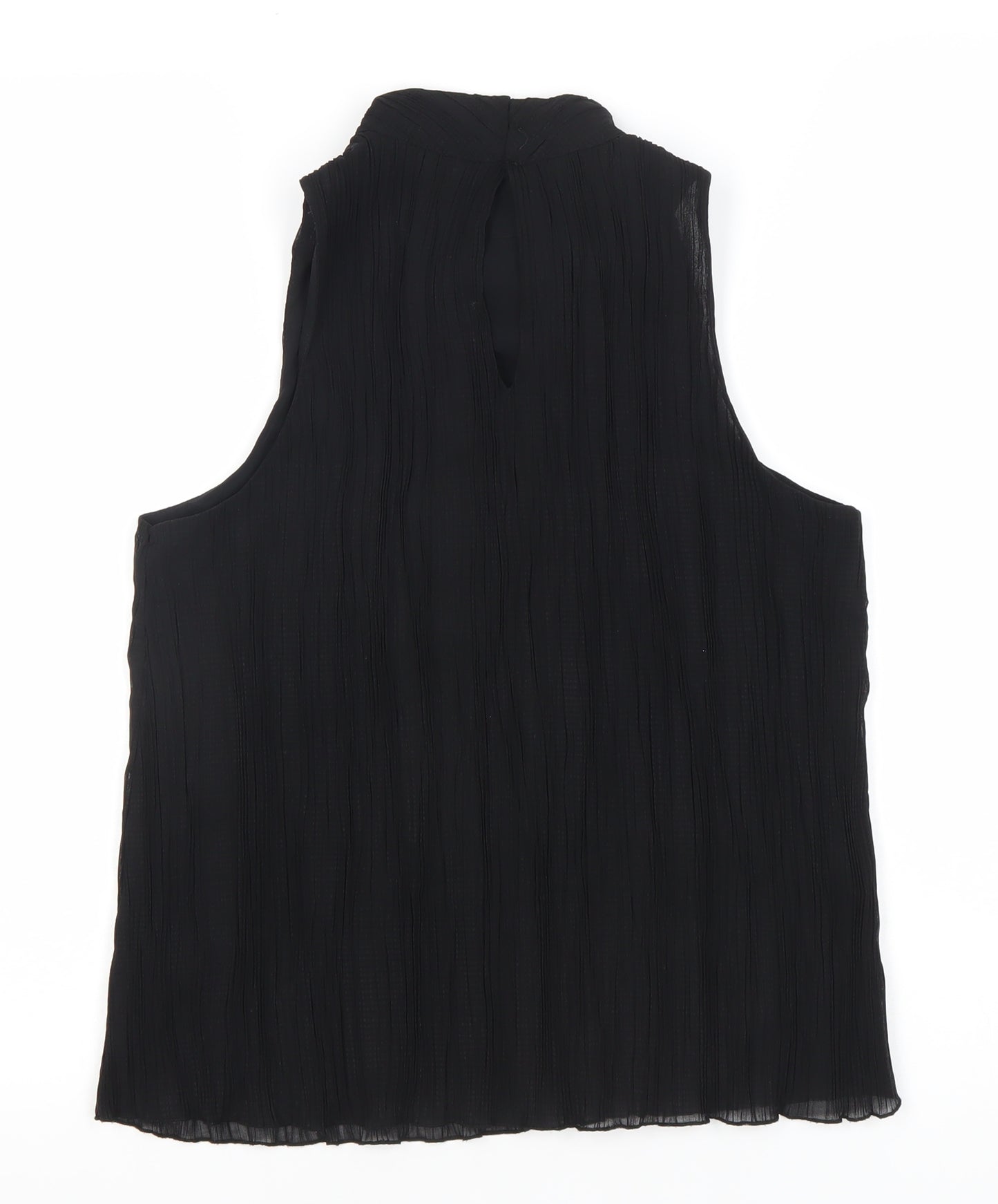MNG Women’s Black XS Sleeveless High Neck Ruffle Blouse