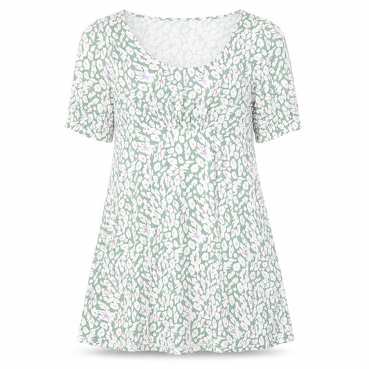Front view of Marks & Spencer Women’s Green Floral A-Line Dress, size UK 12