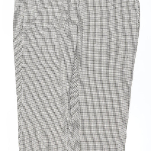 Marks and Spencer Womens Grey Check Straight Leg Trousers Size 20