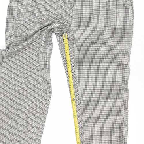 Marks and Spencer Womens Grey Check Straight Leg Trousers Size 20