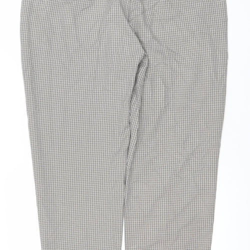 Marks and Spencer Womens Grey Check Straight Leg Trousers Size 20