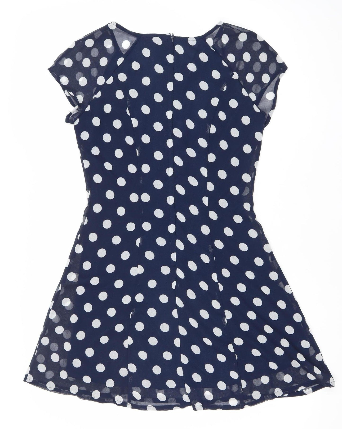 H&M Women’s Blue Polka Dot A-Line Dress Size 8 Scoop Neck
