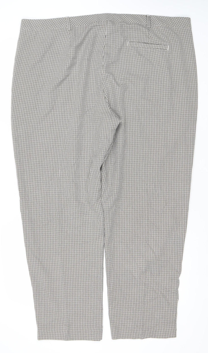 Marks and Spencer Womens Grey Check Trousers Size 22 Straight Leg