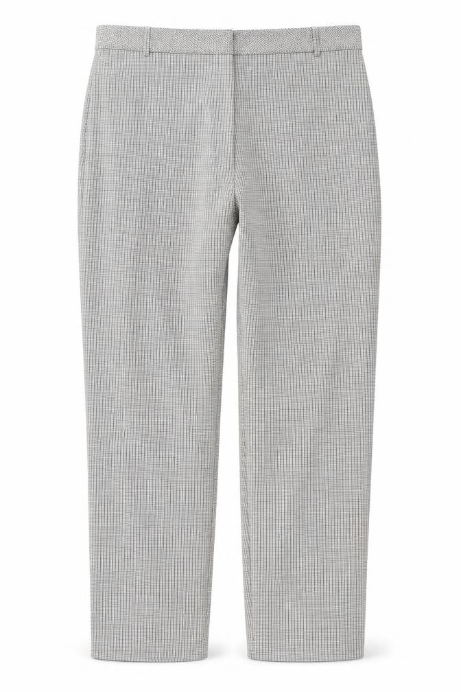 Front view of Marks & Spencer women’s grey check trousers, size UK 22, straight leg