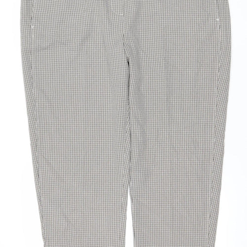 Marks and Spencer Womens Grey Check Trousers Size 22 Straight Leg
