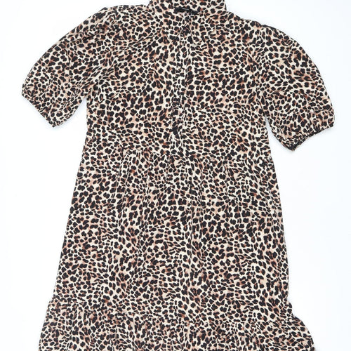 George Women’s Leopard Print Shift Dress Size 10 Knee Length V-Neck