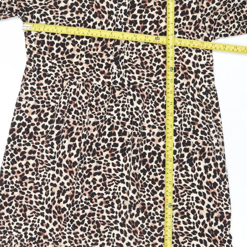George Women’s Leopard Print Shift Dress Size 10 Knee Length V-Neck
