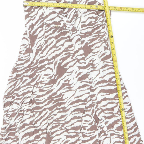 Bh Women’s Brown Animal Print Viscose Midi Slip Dress Size 12