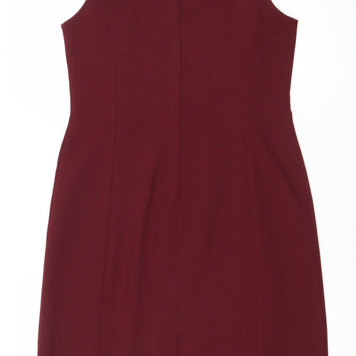 BHS Women Red Size 14 Sleeveless Sheath Knee Length Dress