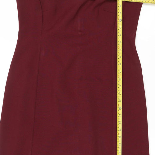 BHS Women Red Size 14 Sleeveless Sheath Knee Length Dress