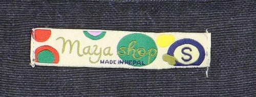 Maya Stop Women’s Blue Multicoloured Cotton Shift Dress S Boho Long Sleeve