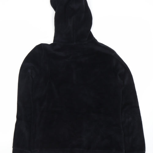 Benetton Womens Black Full Zip Velour Hoodie M