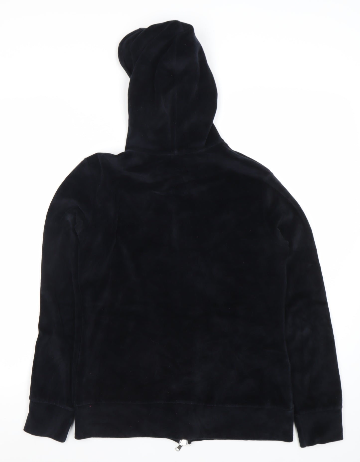 Benetton Womens Black Full Zip Velour Hoodie M