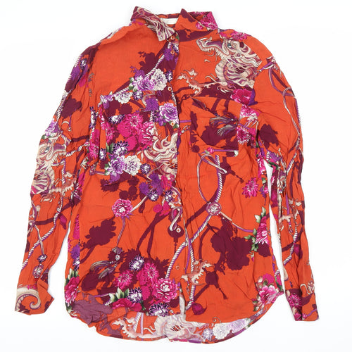 Oui Womens Multicoloured Floral Button-Up Shirt Size 10