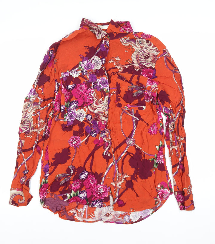Oui Womens Multicoloured Floral Button-Up Shirt Size 10