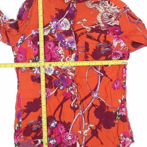Oui Womens Multicoloured Floral Button-Up Shirt Size 10