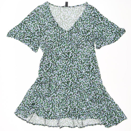 New Look Women’s Floral Asymmetric V-Neck Dress Size 14