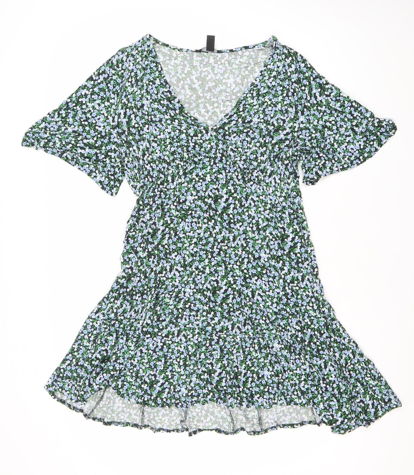 New Look Women’s Floral Asymmetric V-Neck Dress Size 14