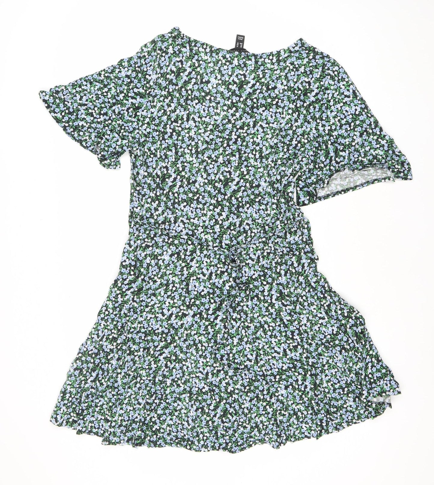New Look Women’s Floral Asymmetric V-Neck Dress Size 14