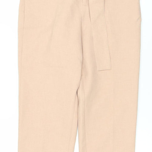 Erfani Women’s Beige High Rise Belted Straight Leg Trousers Size 8