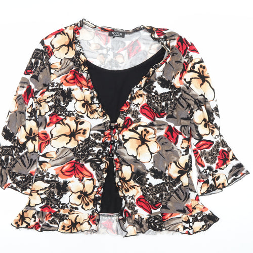 Touch Collection Womens Multicoloured Floral Ruffle Wrap Blouse Size 18