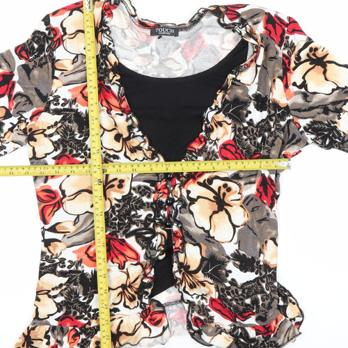 Touch Collection Womens Multicoloured Floral Ruffle Wrap Blouse Size 18