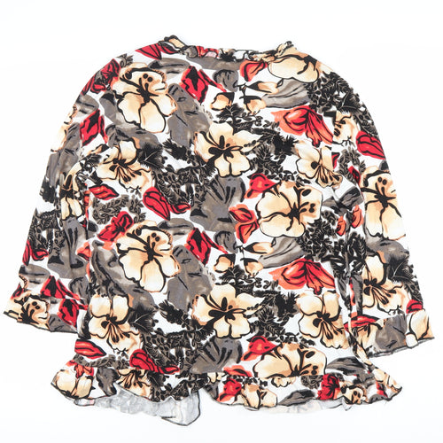Touch Collection Womens Multicoloured Floral Ruffle Wrap Blouse Size 18