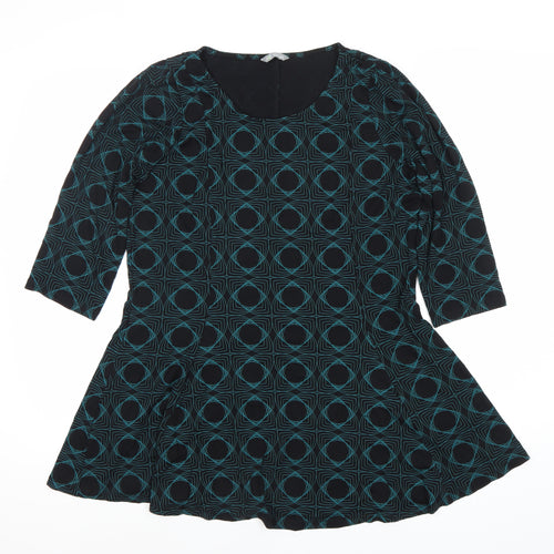Marks and Spencer Women’s Black Green Skater Dress UK 16