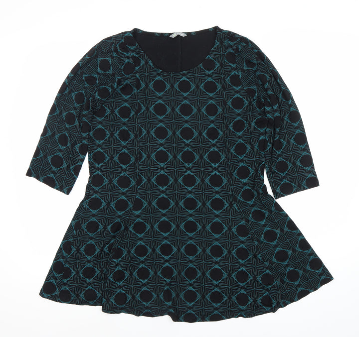 Marks and Spencer Women’s Black Green Skater Dress UK 16
