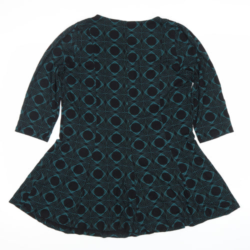 Marks and Spencer Women’s Black Green Skater Dress UK 16
