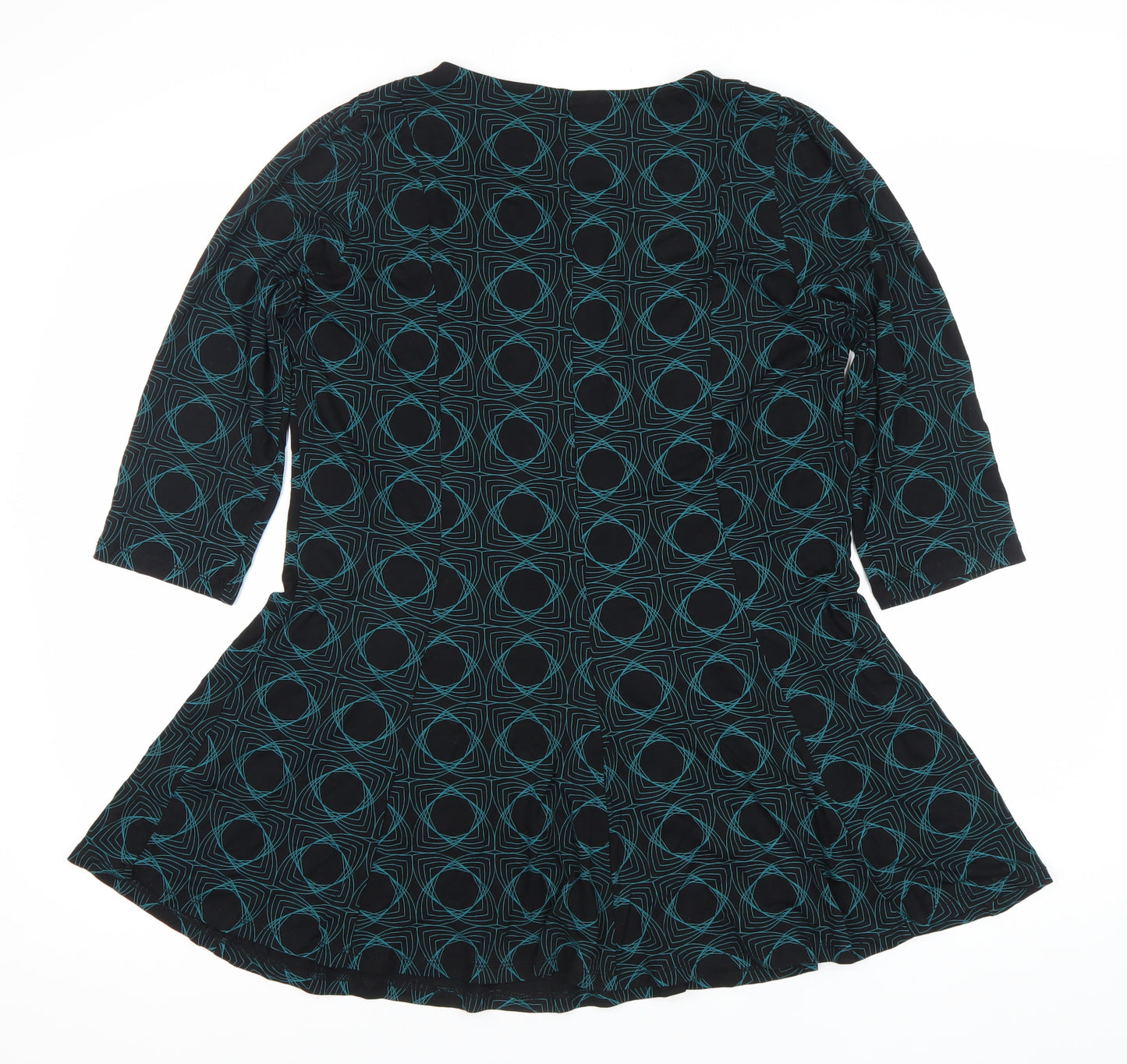Marks and Spencer Women’s Black Green Skater Dress UK 16