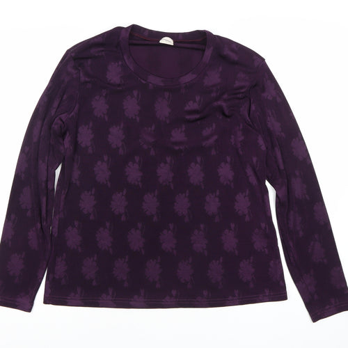 Adddress Womens Purple Floral Long Sleeve Jersey Top Size 14