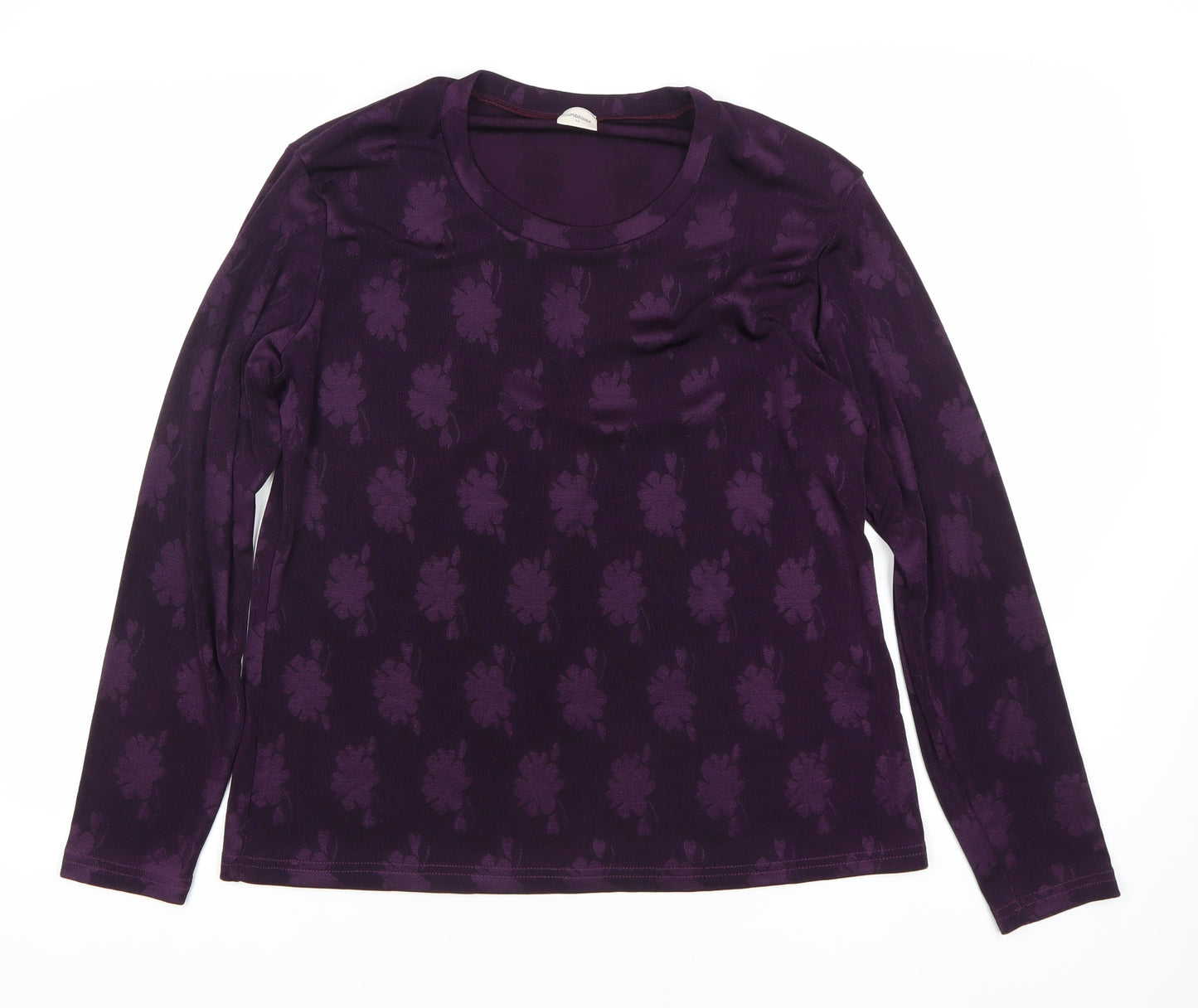 Adddress Womens Purple Floral Long Sleeve Jersey Top Size 14