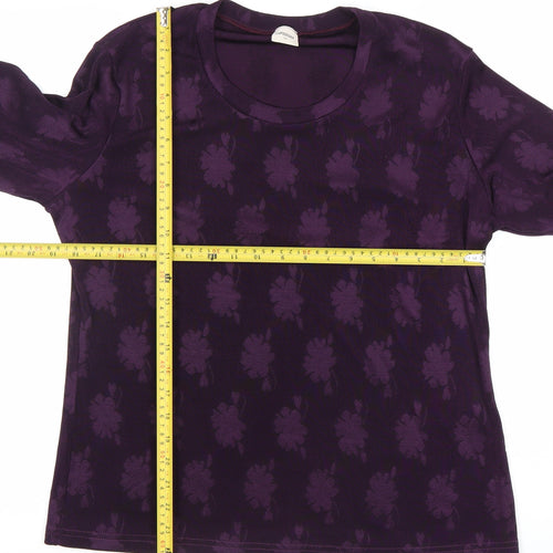 Adddress Womens Purple Floral Long Sleeve Jersey Top Size 14