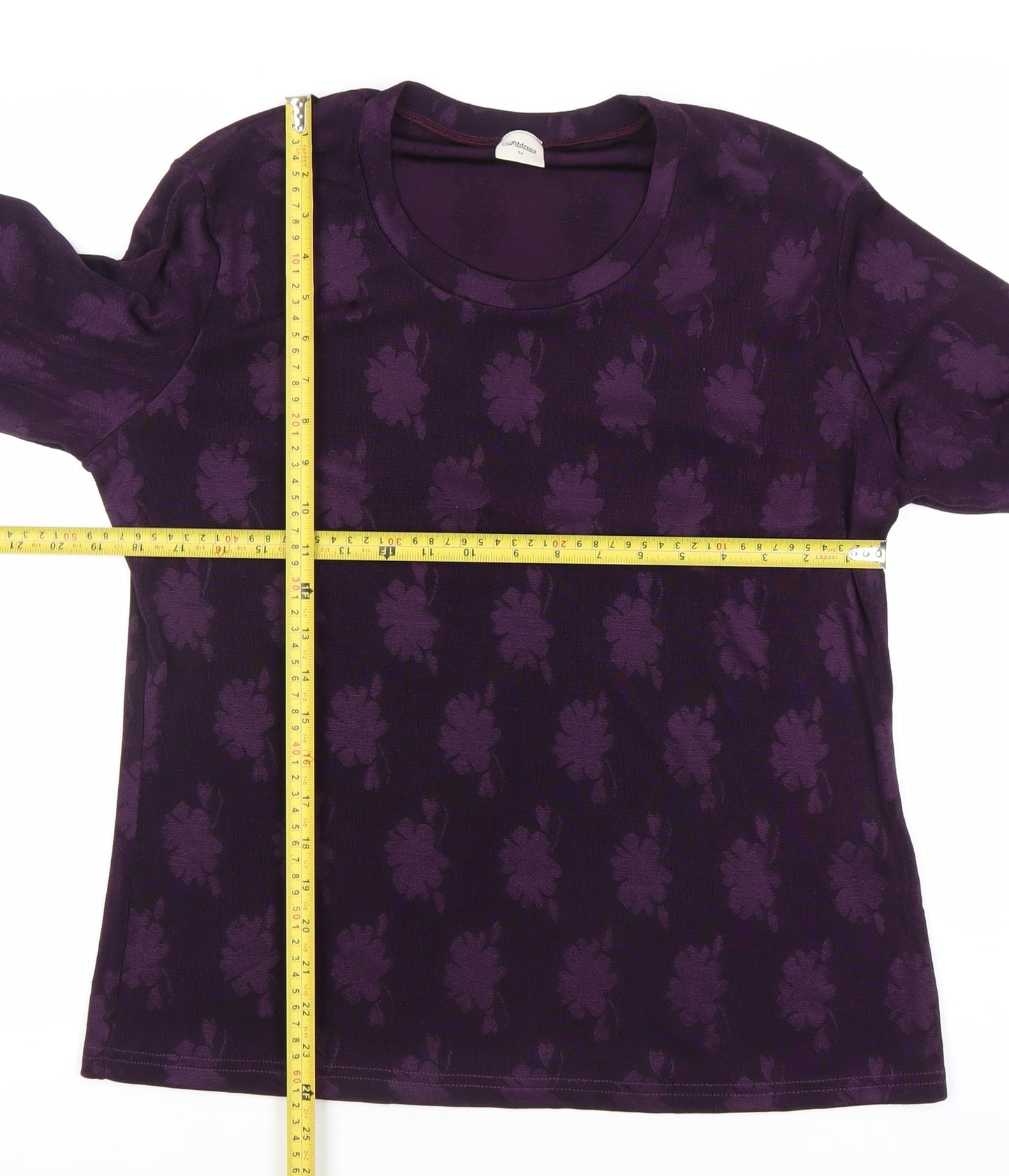 Adddress Womens Purple Floral Long Sleeve Jersey Top Size 14