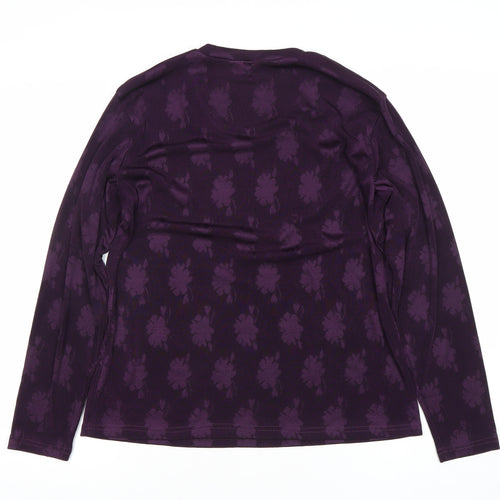 Adddress Womens Purple Floral Long Sleeve Jersey Top Size 14
