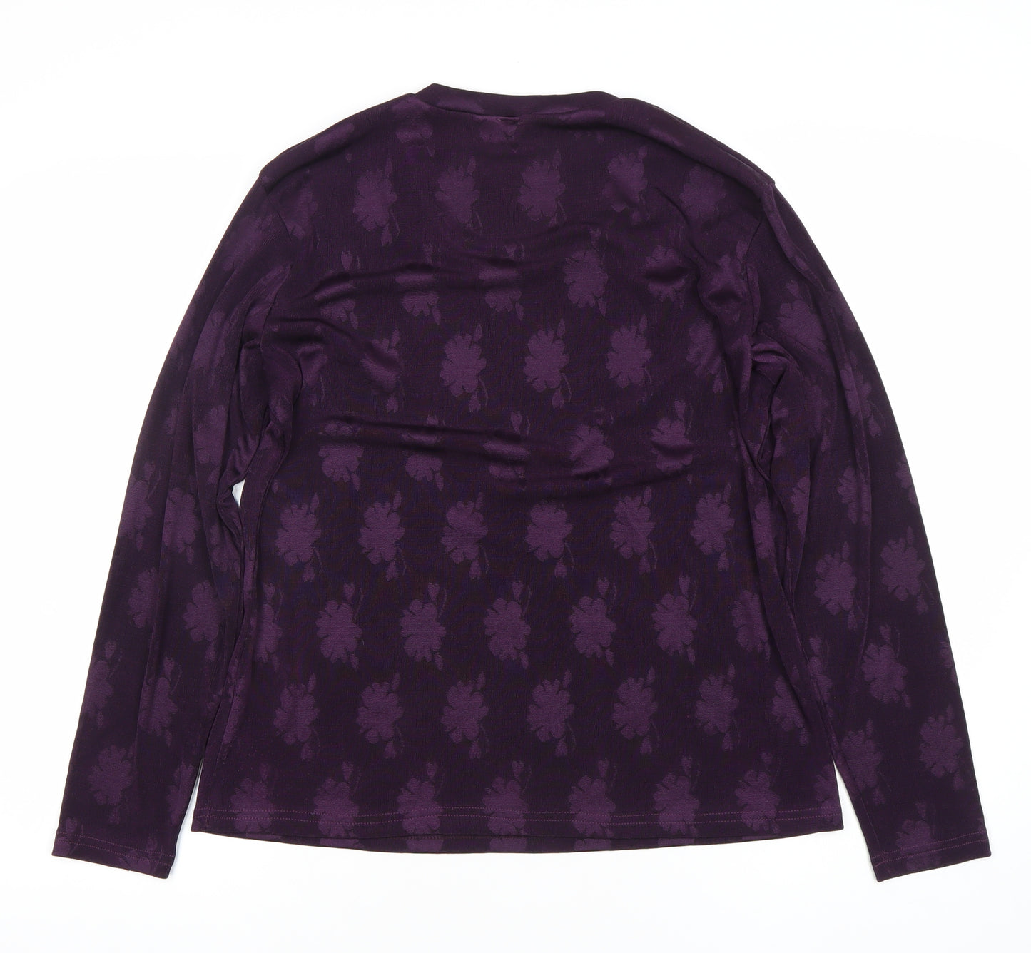 Adddress Womens Purple Floral Long Sleeve Jersey Top Size 14