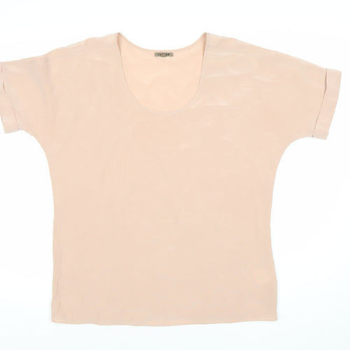 Jigsaw Women’s Beige Silk Scoop Neck Blouse Size S