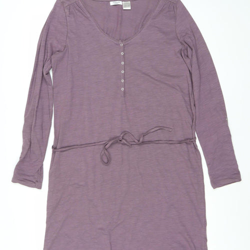 La Redoute Women’s Purple Shirt Dress Size 16/18 Long Sleeve V-Neck Cotton