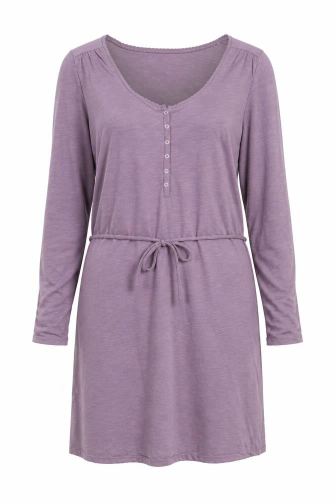 La Redoute Women’s Purple Shirt Dress Size 16/18 Long Sleeve V-Neck Cotton
