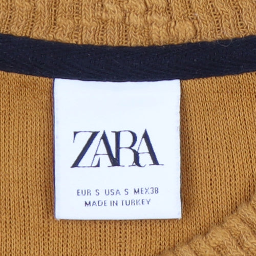 Zara Men’s Brown Knit Pullover Sweatshirt Size S Crew Neck