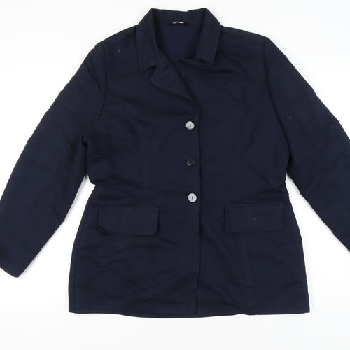 C&A Womens Blue Size 14 Suit Jacket Three Button Lined Workwear