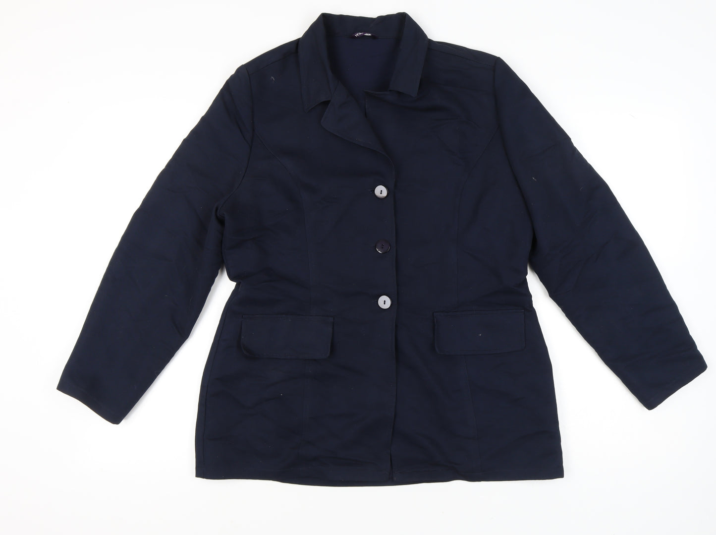 C&A Womens Blue Size 14 Suit Jacket Three Button Lined Workwear