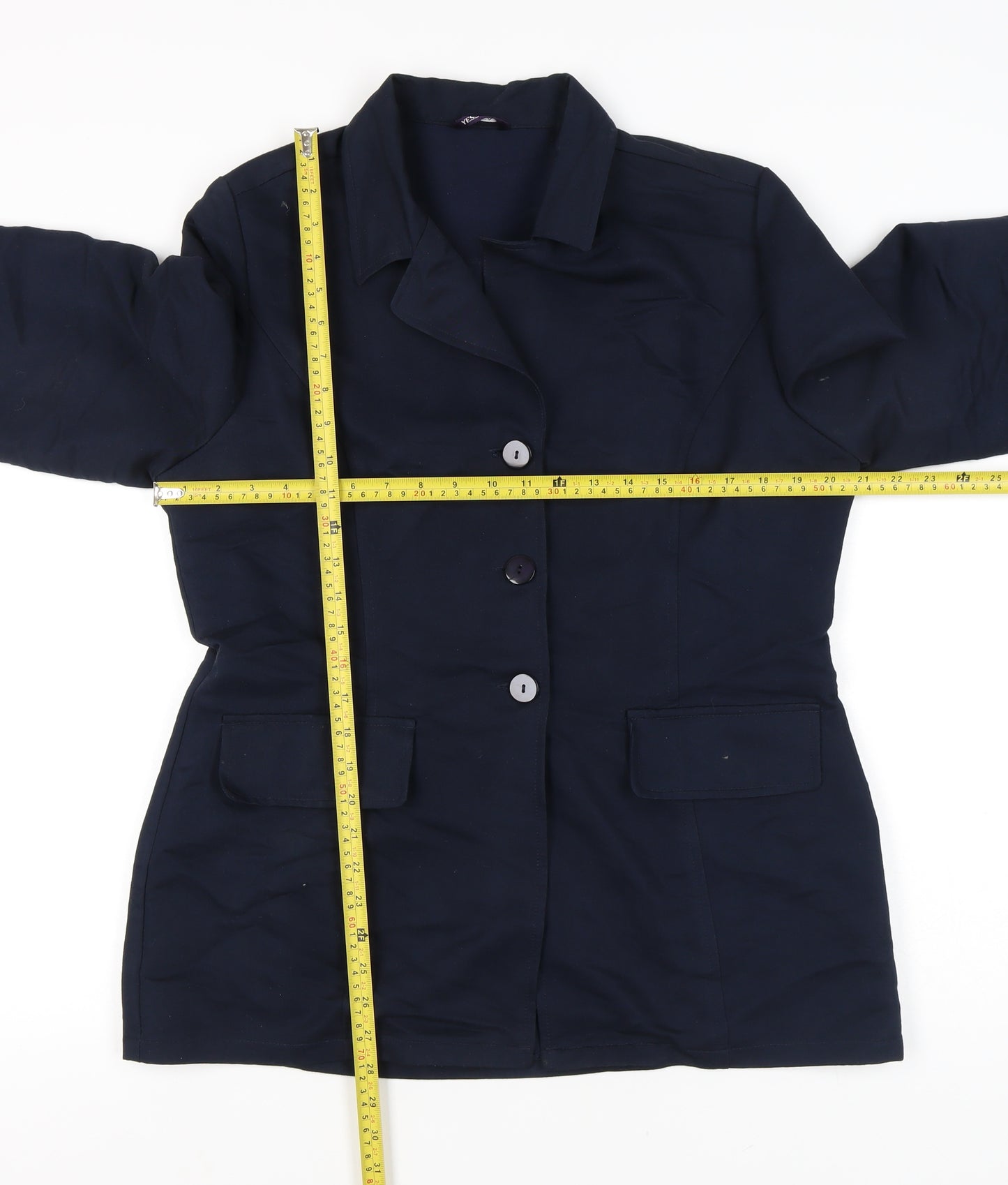 C&A Womens Blue Size 14 Suit Jacket Three Button Lined Workwear